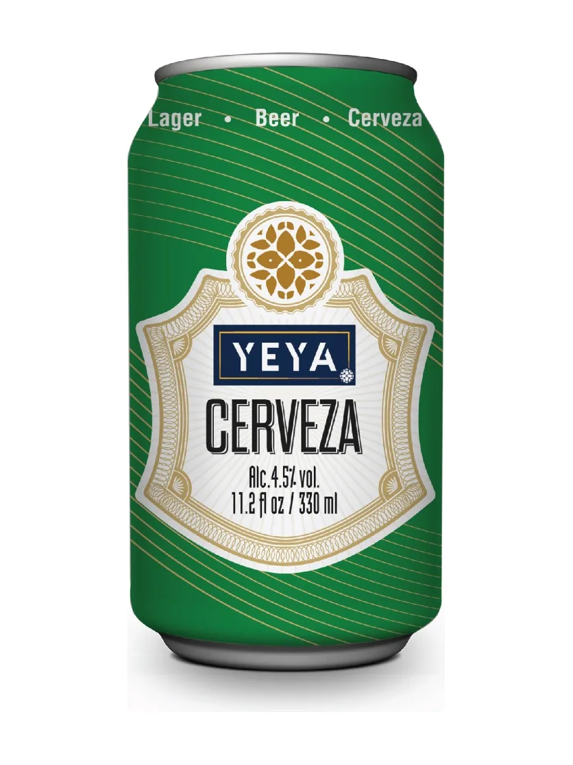Lata de YEYA Cerveza, lager, 4,5 % vol., 330 ml